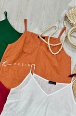 Áo 2 dây cổ tim linen tưng Cói Design