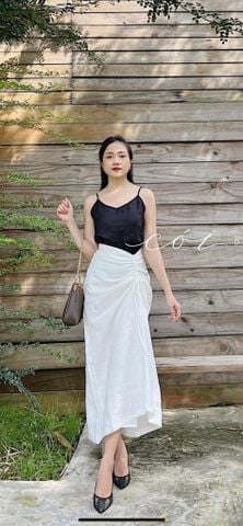 Áo 2 dây cổ tim linen tưng Cói Design