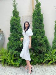 Đầm linen nhún ngực rút dây Cói Design