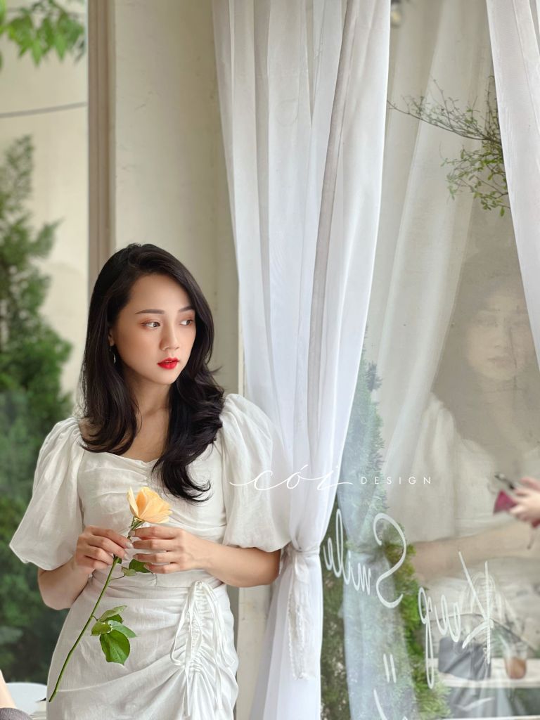 Đầm linen nhún ngực rút dây Cói Design