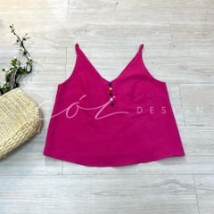Áo 2 dây hàng nút bọc màu Linen tưng premium Cói Design
