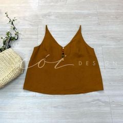 Áo 2 dây hàng nút bọc màu Linen tưng premium Cói Design