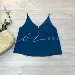 Áo 2 dây hàng nút bọc màu Linen tưng premium Cói Design