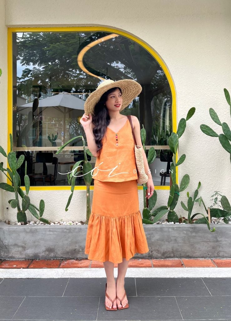 Chân váy bèo Linen tưng premiumCói Design