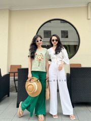 Quần ống suông linen premium 3 nút xẻ ống Cói design