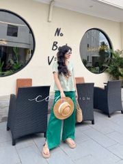 Quần ống suông linen premium 3 nút xẻ ống Cói design