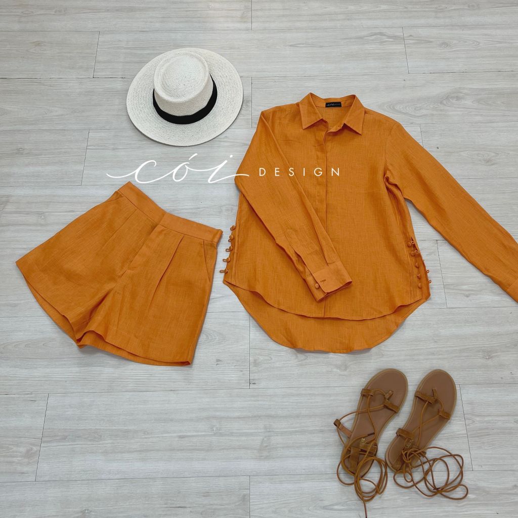 Quần short xếp ly linen Cói Design