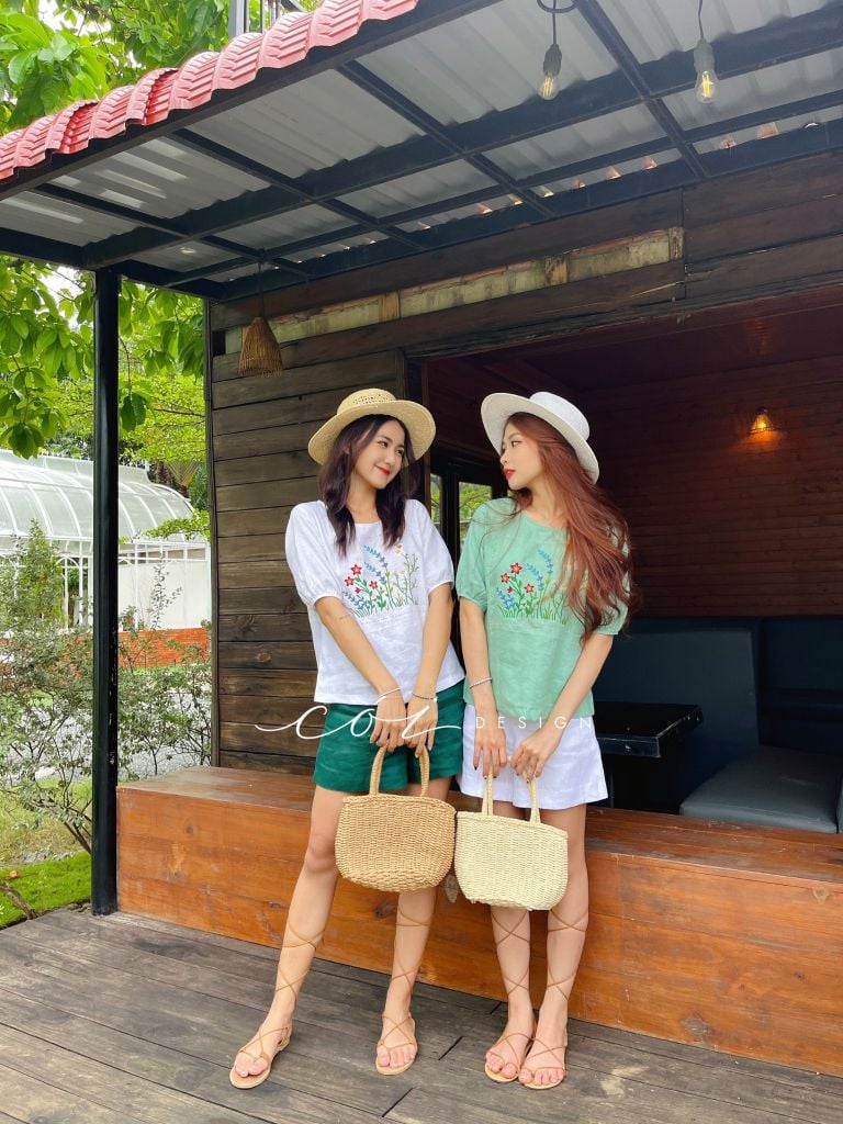 Áo linen thêu hoa cỏ Cói Design