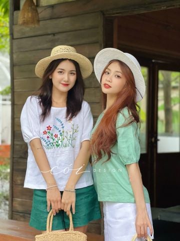 Áo linen thêu hoa cỏ Cói Design
