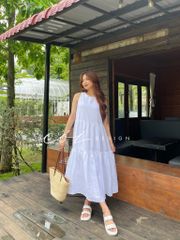 Đầm sát nách trơn tầng Linen tưng premium Cói Design