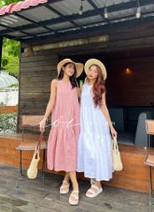 Đầm sát nách trơn tầng Linen tưng premium Cói Design