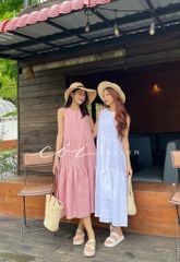 Đầm sát nách trơn tầng Linen tưng premium Cói Design