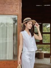 Áo sát nách nút bọc Linen tưng premium Cói Design