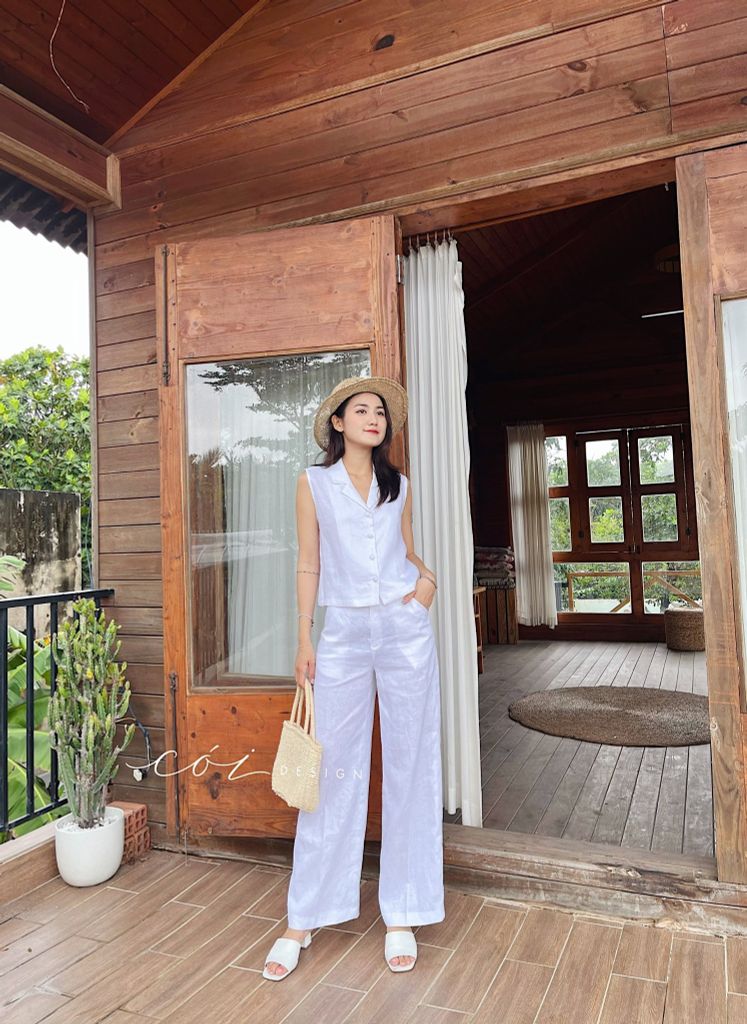 Áo sát nách nút bọc Linen tưng premium Cói Design