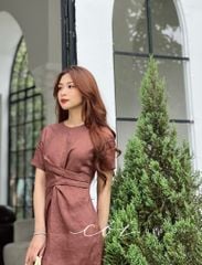 Đầm chéo eo linen tưng premium Cói Design