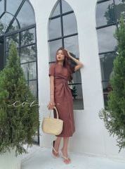 Đầm chéo eo linen tưng premium Cói Design