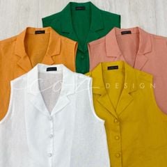 Áo sát nách nút bọc Linen tưng premium Cói Design