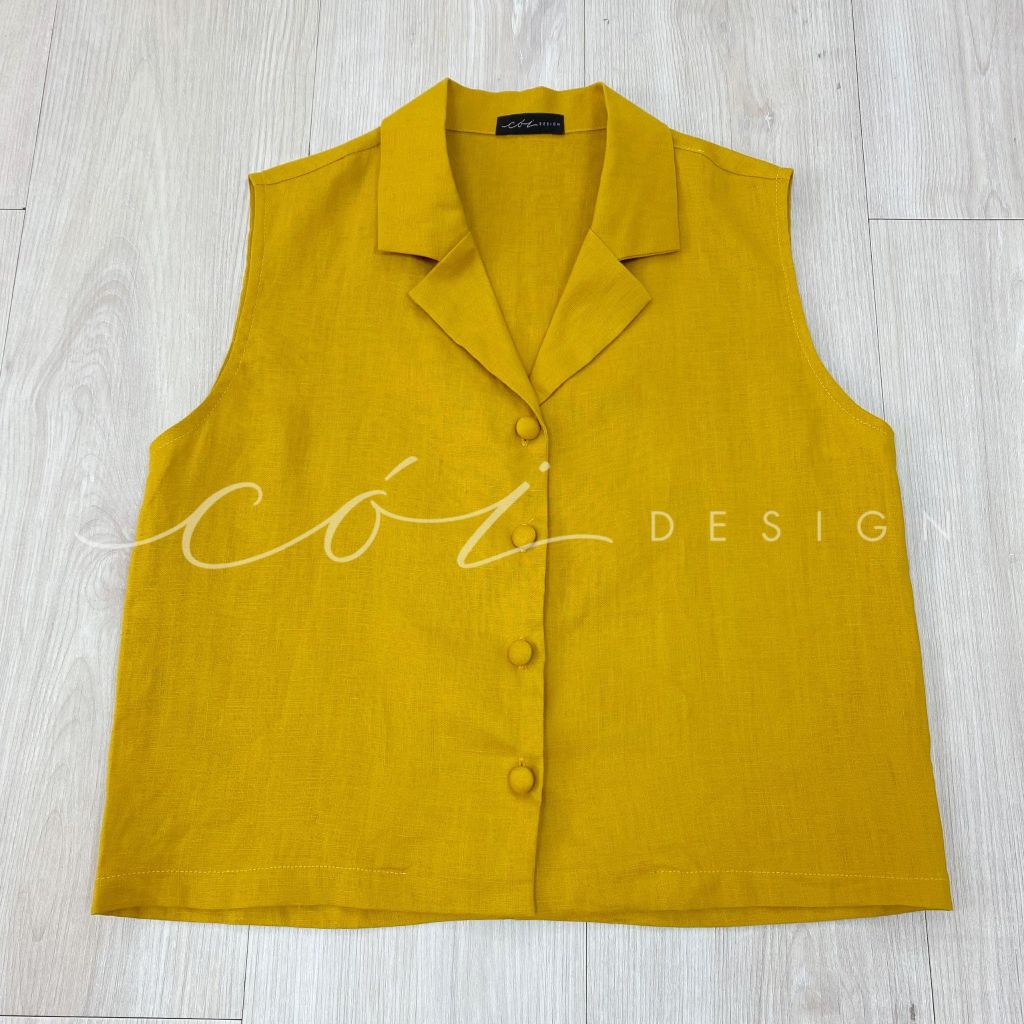 Áo sát nách nút bọc Linen tưng premium Cói Design