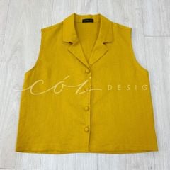 Áo sát nách nút bọc Linen tưng premium Cói Design
