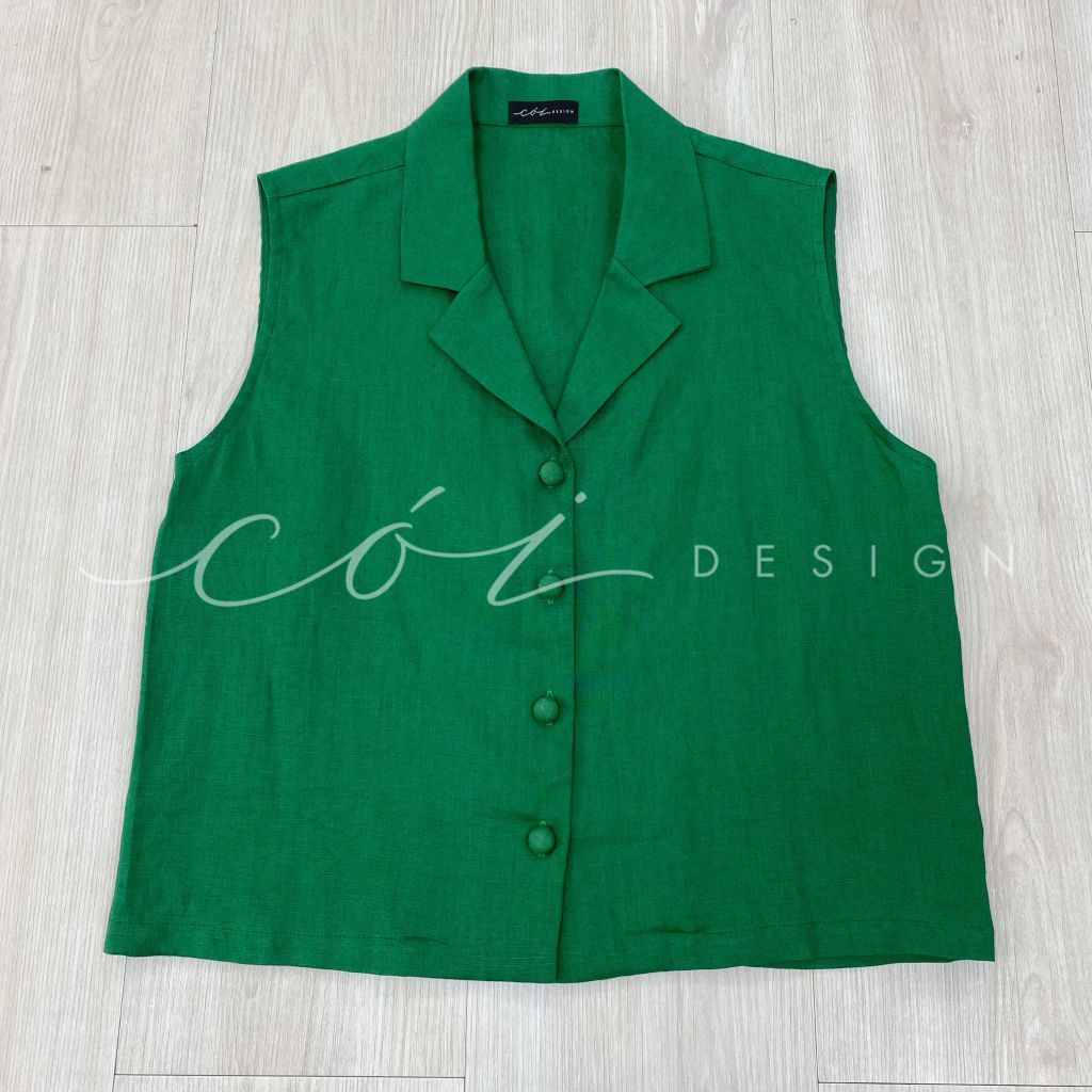 Áo sát nách nút bọc Linen tưng premium Cói Design