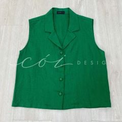 Áo sát nách nút bọc Linen tưng premium Cói Design