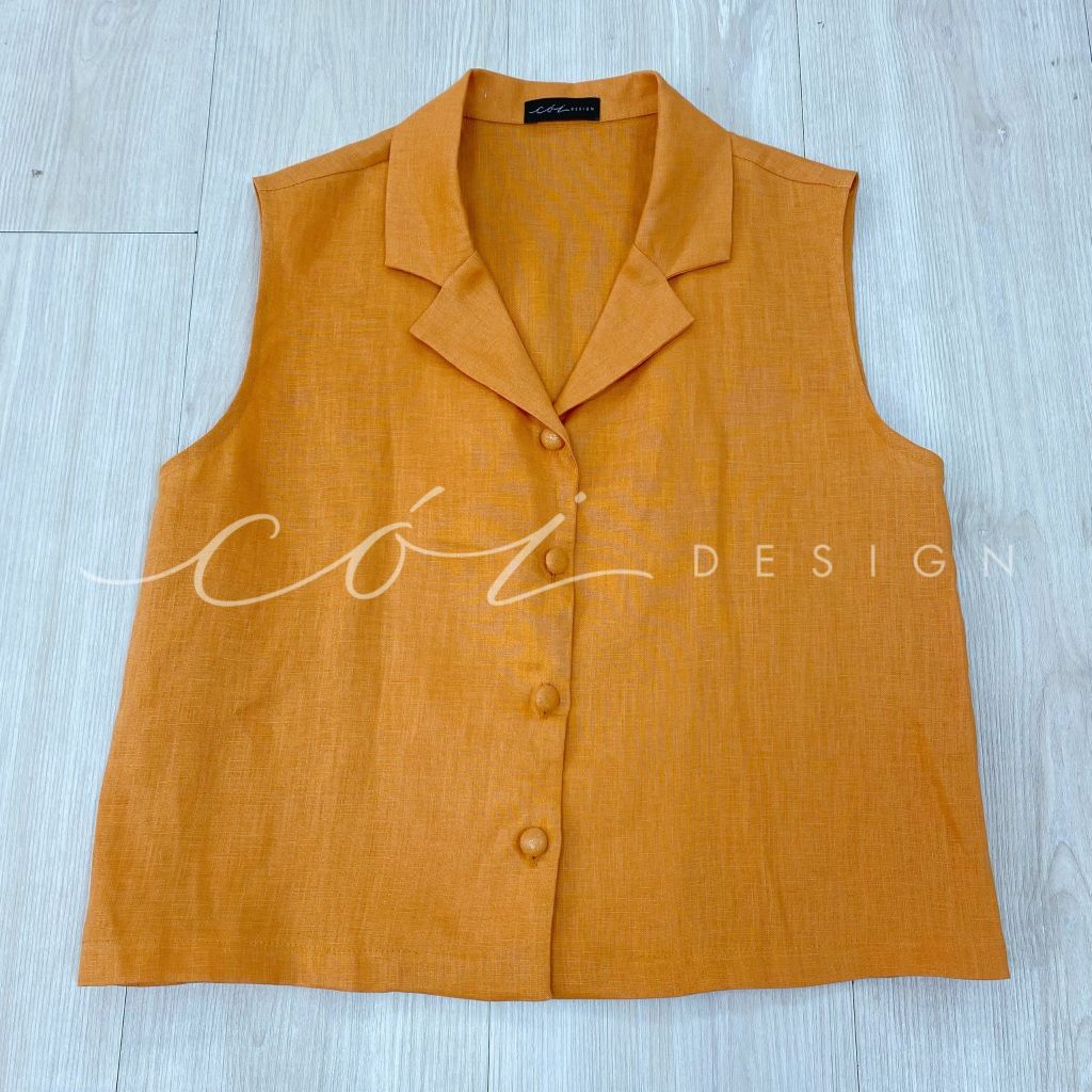Áo sát nách nút bọc Linen tưng premium Cói Design