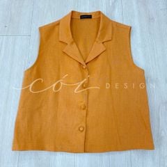 Áo sát nách nút bọc Linen tưng premium Cói Design