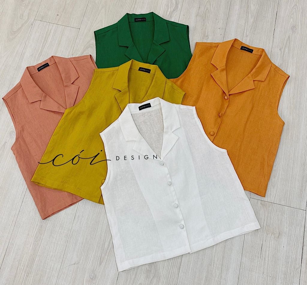 Áo sát nách nút bọc Linen tưng premium Cói Design