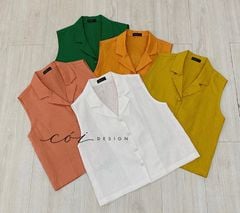 Áo sát nách nút bọc Linen tưng premium Cói Design