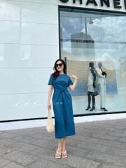 Đầm chéo eo linen tưng premium Cói Design