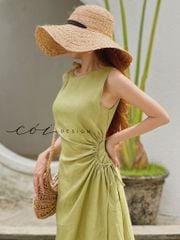 Đầm linen rút túi sát nách Cói Design