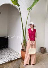Áo sát nách nút bọc Linen tưng premium Cói Design