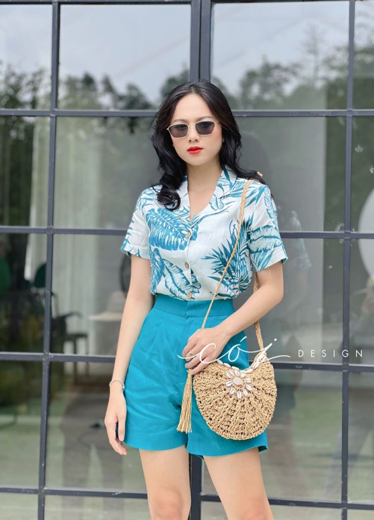 Quần short xếp ly linen Cói Design