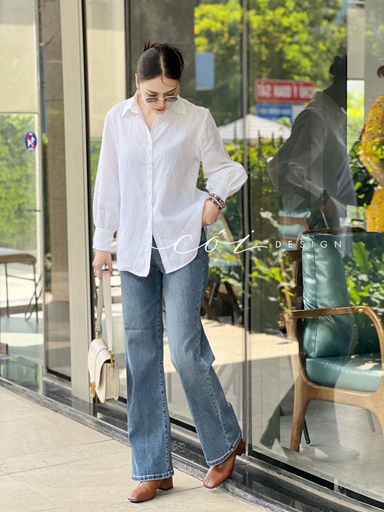 Áo sơ mi tay phồng Linen tưng premium Cói Design