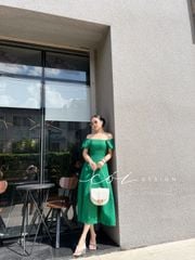 Đầm bẹt vai xẻ tà Linen tưng premium Cói Design