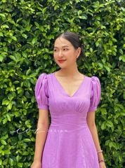 Đầm cổ tim linen Cói Design