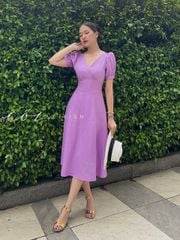 Đầm cổ tim linen Cói Design
