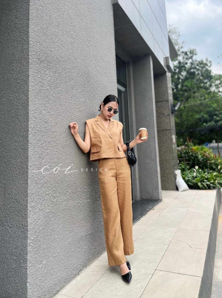 Quần suông linen tưng premium Cói Design