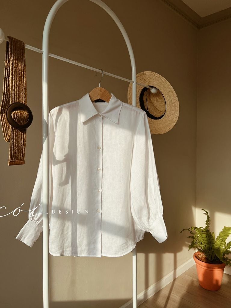 Áo sơ mi tay phồng Linen tưng premium Cói Design