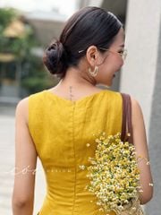 Đầm linen rút túi sát nách Cói Design