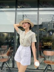 Áo danton họa tiết linen Nữ Cói Design