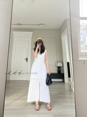 Đầm nút bọc sát nách Linen tưng premium Cói Design