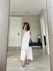 Đầm nút bọc sát nách Linen tưng premium Cói Design