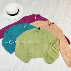 Áo linen tay phồng xếp nhún Cói Design