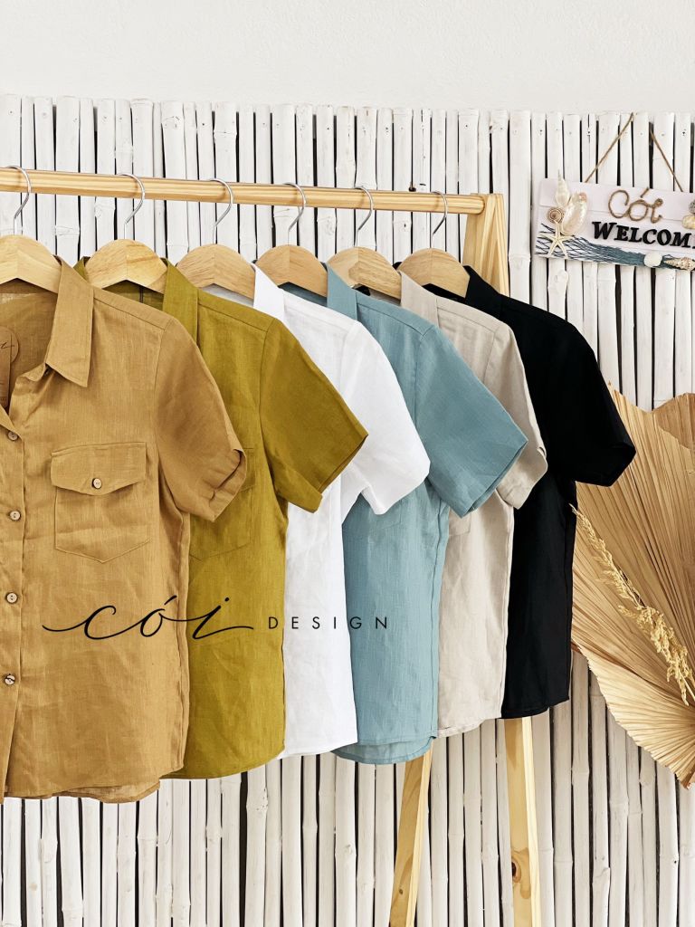 Áo 2 túi tay ngắn linen Cói Design