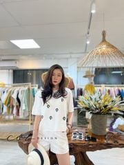 Áo linen cổ tròn thêu Cói Design