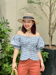Áo tay phồng họa tiết Cói Design