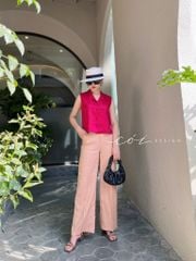 Áo sát nách nút bọc Linen tưng premium Cói Design