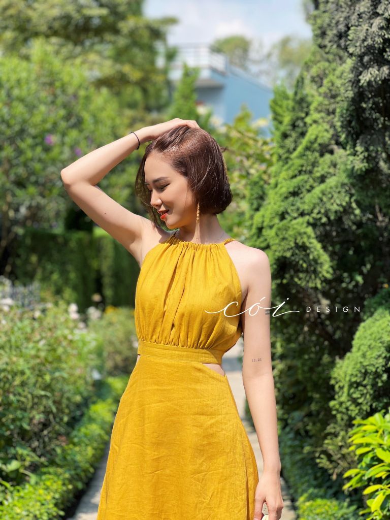 Đầm yếm khoét eo Linen tưng premium Cói Design