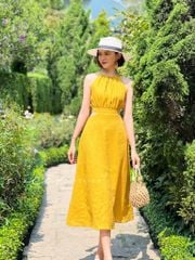 Đầm yếm khoét eo Linen tưng premium Cói Design